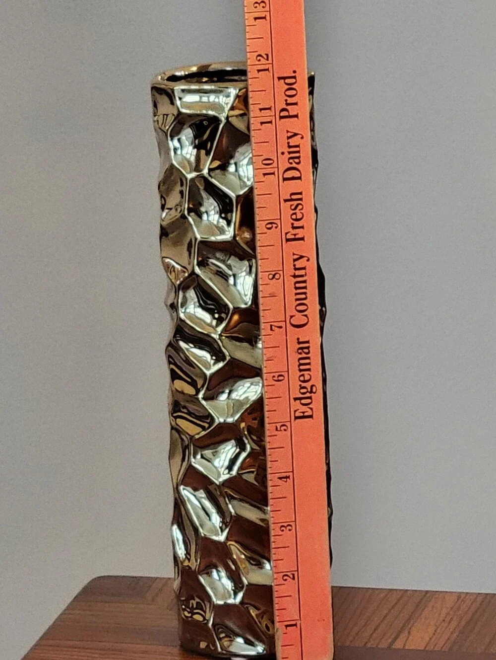 Modern,Metallic Gold Textured Ceramic Vase 12